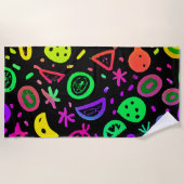 ネオン鮮やかフルーツパターンアート ビーチタオル (正面)