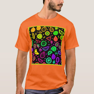 ネオン鮮やかフルーツパターンアート Tシャツ