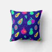 ネオン鮮やかフルーツパターンデザイン クッション (裏面)