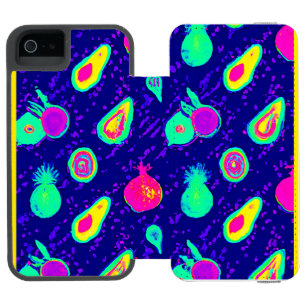 ネオン鮮やかフルーツパターンデザイン iPhone SE/5/5sウォレットケース