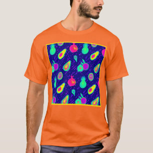 ネオン鮮やかフルーツパターンデザイン Tシャツ