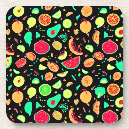 ネオン鮮やかフルーツ柄 コースター (正面)