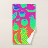 ネオン鮮やかフルーツ柄 バスタオルセット (ハンドタオル)