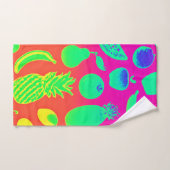 ネオン鮮やかフルーツ柄 バスタオルセット (ハンドタオル)