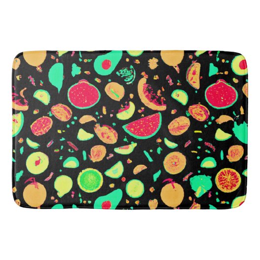 ネオン鮮やかフルーツ柄 バスマット (正面)