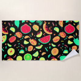 ネオン鮮やかフルーツ柄 ビーチタオル
