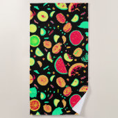 ネオン鮮やかフルーツ柄 ビーチタオル (正面)