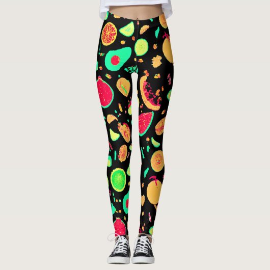ネオン鮮やかフルーツ柄 レギンス (正面)