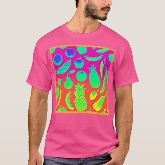 ネオン鮮やかフルーツ柄 Tシャツ (正面)