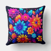 ネオン鮮やかフローラアート クッション (裏面)