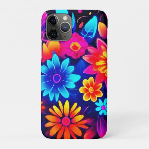ネオン鮮やかフローラアート iPhone 11 PROケース