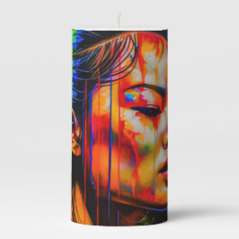 ネオン鮮やかポートレート-抽象芸術表現主義アート