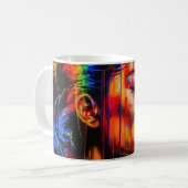 ネオン鮮やかポートレート-抽象芸術表現主義アート コーヒーマグカップ (正面左)