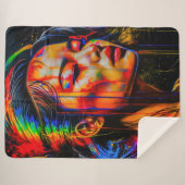 ネオン鮮やかポートレート-抽象芸術表現主義アート シェルパブランケット (正面(横))