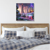 ネオン鮮やかライトオブサイバパンクバンコク キャンバスプリント (インサイチュ (寝室))