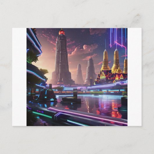 ネオン鮮やかライトオブサイバパンクバンコク ポストカード (正面)