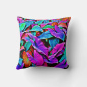 ネオン鮮やかリーフのグロー葉 クッション (裏面)