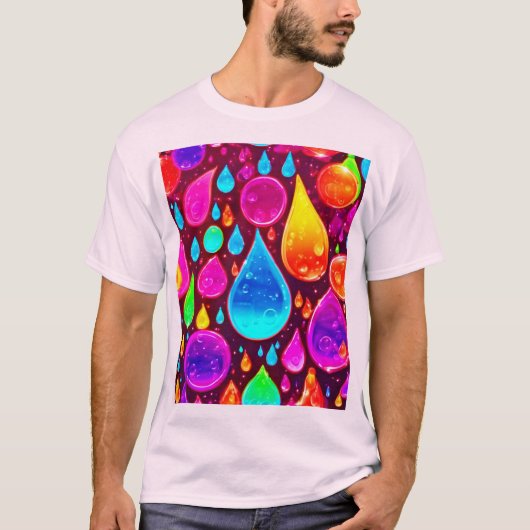 ネオン鮮やかレインドロップアート Tシャツ (正面)