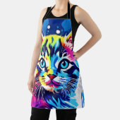ネオン鮮やか子猫アート エプロン (インサイチュ)