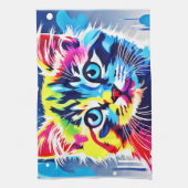 ネオン鮮やか子猫アート キッチンタオル (縦)