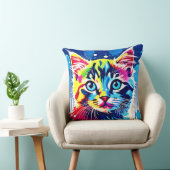 ネオン鮮やか子猫アート クッション (椅子)