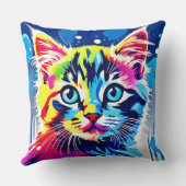ネオン鮮やか子猫アート クッション (裏面)