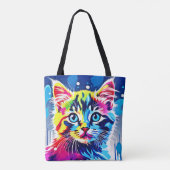 ネオン鮮やか子猫アート トートバッグ (裏面)