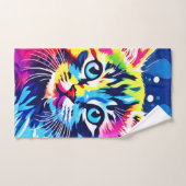 ネオン鮮やか子猫アート バスタオルセット (ハンドタオル)