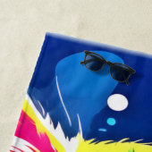 ネオン鮮やか子猫アート ビーチタオル (インサイチュ)