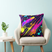 ネオン鮮やか抽象芸術カラスプラッシュデザイン クッション (椅子)