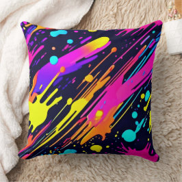 ネオン鮮やか抽象芸術カラスプラッシュデザイン クッション