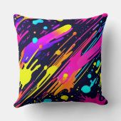 ネオン鮮やか抽象芸術カラスプラッシュデザイン クッション (裏面)