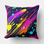 ネオン鮮やか抽象芸術カラスプラッシュデザイン クッション (正面)