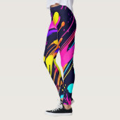 ネオン鮮やか抽象芸術カラスプラッシュデザイン レギンス (左)