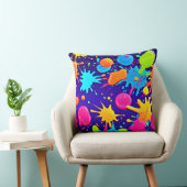 ネオン鮮やか絵を描(ばちゃばちゃ)跳ねるアート クッション (椅子)