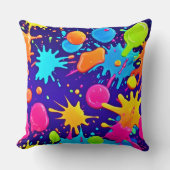 ネオン鮮やか絵を描(ばちゃばちゃ)跳ねるアート クッション (正面)