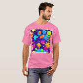 ネオン鮮やか絵を描(ばちゃばちゃ)跳ねるアート Tシャツ (正面フル)