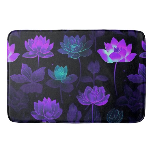 ネオン鮮やか蓮の花模様 バスマット (正面)