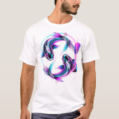 ネオン鯉の魚陰陽グラフィックアート Tシャツ (正面)