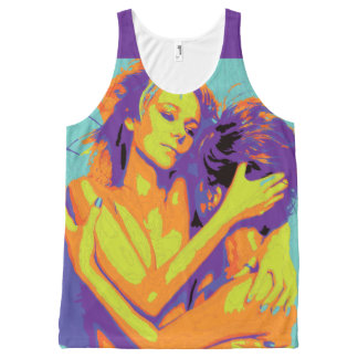 ネオン黄橙色の紫色のレトロ1枚の愛GLBT Tシャツ