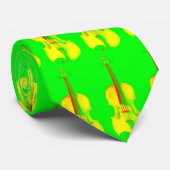 ネオン黄色いバイオリン/ビオラのタイ ネクタイ (ロール)