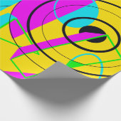 ネオン黄色とピンクのスパイラル80sラップ紙 ラッピングペーパー (角)