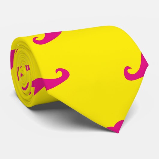 ネオン黄色とピンクの口ひげネクタイ ネクタイ (ロール)