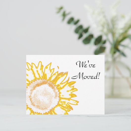 ネオン黄色ひまわりアドレスの変更 案内ポストカード (スタンド正面)