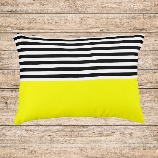 ネオン黄色(白黒ストライプ) アクセントクッション