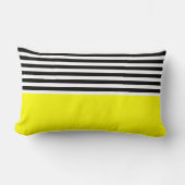 ネオン黄色(白黒ストライプ) ランバークッション (正面)