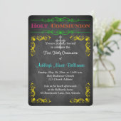 ネオン黒板の最初聖餐式の招待 招待状 (スタンド正面)