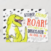 ネオンＴ－Ｒｅｘ恐竜の誕生日パーティー招待状 招待状 (正面/裏面)