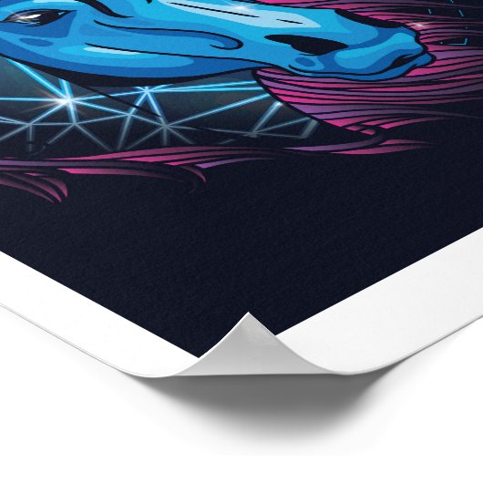 ネオン10代のホースガールズラブウマトレンディーカッコいい ポスター (角)