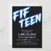 ネオン10代のボーイズ15th誕生日招待状 招待状 (正面)
